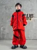 Bühne tragen 2024 Chinesischen Stil Rote Lose Jacke Hiphop Hosen Anzug Für Kinder Jazz Dance Performance Mädchen Hip Hop Kleidung DQS15271