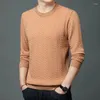 Мужские свитера, весенняя повседневная футболка с круглым вырезом и длинными рукавами, корейская версия среднего возраста, свободный вязаный свитер с нижним слоем