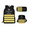 Backpack Harajuku Letter Airplane 3D Print 3pcs/Set Pupil School Bags Laptop Daypack Inclined Shoulder Bag Pencil Case