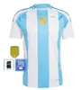 Nouveau 2024 2025 Argentine Soccer Jerseys Maradona Fans Player Version MesSis Mac Allister Dybala Di Maria Martinez de Paul Home Away GK Hommes et femmes Maillot de football