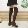 Botas 2023 Autumn e Winter Women's Elastic Socks Boots tricotado Overtheknee coxa botas altas meninas pretas casuais kawaii botas longas