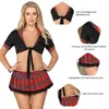 Comeonlover Sexy Highquality Mini Top And Pleated Skirt Plus Size Student Style Uniform Lingerie Short Sleeve Cosplay Costumes 240311