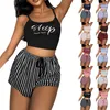 Men's Sleepwear Summer Pajamas Set For Women Plus Size Casual Camisoles Crop Top Striped Trunks Women'S Lace Suspenders Shorts Home Wear