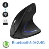 Bluetooth Verticale Muis Oplaadbare 24G Draadloze Ergonomische Mause Optische Links Rechterhand Muizen 1600 DPI voor Laptop PC Mac Gift 240309