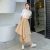 Jupes et pantalons asymétriques pour femmes, couleur unie, Design tendance, Simple, taille haute, coréen, élégant, loisirs assortis, Streetwear Chic F38, automne