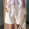 Running Shorts Women elastyczne talia stylowy sznurka dla kobiet z kieszeniami na plażę noszenie miękkie lato