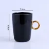 Mugs Marble Texture Ceramic Mug Creative Gold Diamond Ring Handle Coffee High Beauty Couple Cup Home Beverage Breakfast Cups