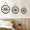 Feestdecoratie 3 stuks hangend houten wiel decor vintage muur