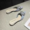 Slippers Crystal Mule Shoes Womens Sexy Dot Toe Slide 2024 Summer Apartment legant Flip Slide Back Sandals Q240318