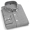 Men's Casual Shirts Pure Cotton Small Plaid Shirt Checkered Slightly Elastic Spring And Autumn Long Sleeved Youth