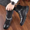 Bottes Véritable Cuir Men Natural Fur Faute Chaussade Bottes de neige Unisexe Hightoor Hightop Motorcycle Boes Nonslip Chaussures Randage Trainers