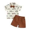 Kledingsets Zomer Pasen Kids Baby Boy Outfits Korte mouw Print Bowtie Shirt Shorts Set Kleding
