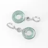 Dangle Oorbellen Real Solid 925 Sterling Silver Hoop Natural A Grade Jade Jadeïet Cirkel