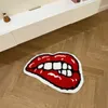 Red Lips Tufted Rug Soft Good Carpet Bathroom Floor Pad Kids Room Bedroom Anti Slip Doormat Aesthetic Home Winter Warm Decor 240417