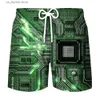 Men's Shorts 2023 Summer New Circuit Board Printing Mens Swim Shorts Trunks Beach Quick-drying Beachwear Swimsuit Surf Board Sports Pants Y240320