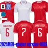 2024 Danimarka Futbol Forması 24 25 Euro Eriksen Ev Kırmızı Uzak Beyaz Kjaer Hojbjerg Christensen Skov Olsen Braithwaite Dolberg Futbol Gömlekleri