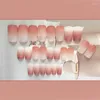 False Nails French Fake Short Art Nail Tips Tryck på Stick On med mönster Full Cover Artificial Wearable Clear