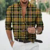 Camisas casuales para hombres Calle Diseñador casual Camisa de manga larga Tamaño S-5XL Hawaiian 3D Plaid Rayas para viajes Verano Suelto Top de gran tamaño