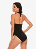 Costumi da bagno da donna Riseado Twisted Increspato Costume intero per donna Solido nero Sexy Backless Monokini 2024 Halter Costumi da bagno