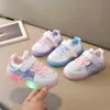 HBP Non-Brand New Fashion Children Butterfly Crystal Led Luminous casual breathable Sport Shoes Baby Girls Sneakers Glowing kids shoes