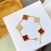 Cleef Van 4/Four Leaf Vanly Clefly Clover Charm 6 Colours Bangle Chain 18k Gold Agate Shell Mother-of-Pearl For Women Girl Wedding Biżuter