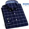 Men's Casual Shirts 2024 Men Shirt Cotton Oxford Striped Plaid 7XL Mens Button Up Long Sleeve Slim Fit