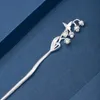 925 Silver Glossy Lily of the Valley Flower Hair Accessories Simple Pearl Hairpin Vintage Fresh Tiara Jewelry 240311