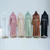 Abbigliamento etnico Party Dubai Abaya Tessuto trasparente e lucido Kimono Donne musulmane Abito da sera islamico Ramadan Eid (Senza interno senza sciarpa)