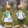Decorative Figurines Creative Children's Room Decoration Cartoon Home Outdoor Simulation Animal Resin Crafts Pastoral Style Statues