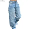 الجينز للسيدات منخفضة الجينز جينز الخريف 2024 جديدة للأزياء مستقيمة سروال سروال المصمم الدنيم سراويل زرقاء خمر أمي فضفاضة منخفضة الخصر jeansc24318