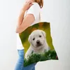 Sacos de compras Labrador Dog Mulheres Shopper Bag Bonito Animal de Estimação Lona Dupla Face Casual Senhora Ombro Viagem Tote Bolsa