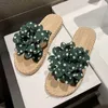 Slippers Gladiator Flower Summer Beach Flip Flops Women Sandals Flax Flat Sandalias Mujer Home Slippers Comfy Outdoor Slides Shoes