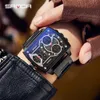 Sanda New 6032 Square Fashionable Sports Multi Functional Student Electronic Skull Men's Waterproof Watch