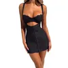 Casual Dresses Women S Cutout Lace Bodycon Mini Dress Summer Sexy Slim Fit Sleeveless Backless Low Cut Tank Short With Bra