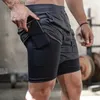 Men's Shorts Camouflage running shorts mens gym sports shorts 2-in-1 quick dry training fitness shorts jogging shorts summer mens shorts Y240320