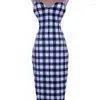 Casual Dresses Vintage 50s 60s Summer Elegant Retro Pinup Bra Low Cut Sexy Black And White Plaid Sleeveless Bodycon Elegance Le Palais