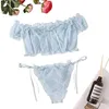 Bras Sets Ruffle Lace Sexy Lingerie Women Sleepwear Girls Bowknot Strapless Bandeau Tops Underwear Lenceria Sensual Exotic Costumes