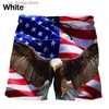 Mäns shorts 3D Tryckt U.S National Flag Pattern Board Shorts for Men Outdoor Quick Dry Sport Beach Shorts Casual Mens Swim Trunks Y240320