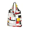 Storage Bags Funny Piet Mondrian Style Abstract Art Shopping Tote Portable De Stijl Groceries Shopper Shoulder Bag