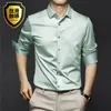 Mens Long Sleeved Shirt Smooth Wrinkle Resistant Business Formal Social Top Comfort Without Pockets Classic Solid Color S-5XL 240306