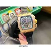 럭셔리 남성 기계식 시계 Richa Milles RM11-03 스위스 운동 고무 감시 대역 손목 시계 UZNC