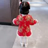 Daunenmantel Baby Mädchen Cheongsam Parkas Mode Qipao Oberbekleidung Chinesischen Stil Dicke Warme Jahr Tragen Elegante Kleidung 2-8Yrs