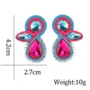 Pendientes colgantes hechos a mano Soutache joyería de moda lindo pequeño ángel pendiente de tuerca para mujer bonitos accesorios de tejido regalo de cristal