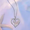 Collane con ciondolo Gioielli di design di lusso Cuore mamma Doppio amore Collana madre per donne Zircone Catena iniziale Regalo per la festa della mamma