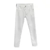 Mäns jeans designer ljus lyxkvalitet höst och vinter smal passar high end elastisk mångsidig svart vit liten rak ben byxor alla säsonger 7x8z