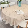 Toalha de mesa oval 200cm linho rústico flor impressa com renda fazenda elipse capa lazer jantar simples