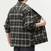 Chemises décontractées pour hommes printemps et automne marque de mode rétro manteau de lavage lourd tendance tout avec chemise à manches longues à carreaux amples