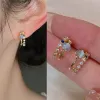 2024 Nya koreanska ljus Luxury Pearl Flower Pendant 14k Gula guldörhängen för kvinnor Fashion Crystal Elegant Jewelry Party Gifts