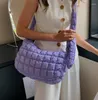 Shoulder Bags Rhombus Plaid Padded Cross Body Bag Color Pleated Bubble Cloud Quilted Space Cotton Ladies Handbags Female Underarm