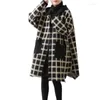 女性用ジャケット2024秋の冬の服ファッションルーズコートジャケット薄いフード付きカジュアルな格子縞のコットンアウターウェアウィンドブレーカー